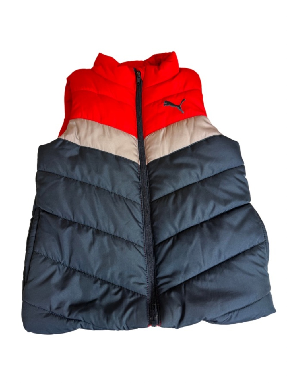 Puma Kids Color block Puffer Vest in Red, Gray, Navy 5/6